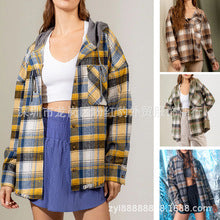 European and american hot2023ebay Amazon Winter New Women's Clothing Fashion Plaid Single-Breasted Coarse Wool Coat