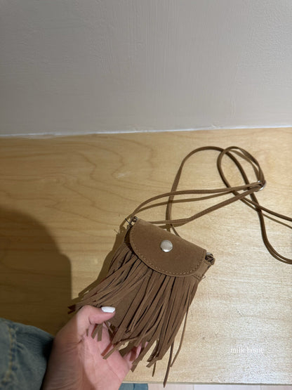 Women's Light Blue Denim Sleeveless Midi Dress Drop Waist Button Front with Free Fringe Crossbody Bag