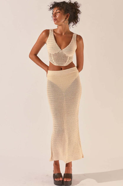 Crochet Midi Top + Skirt Set