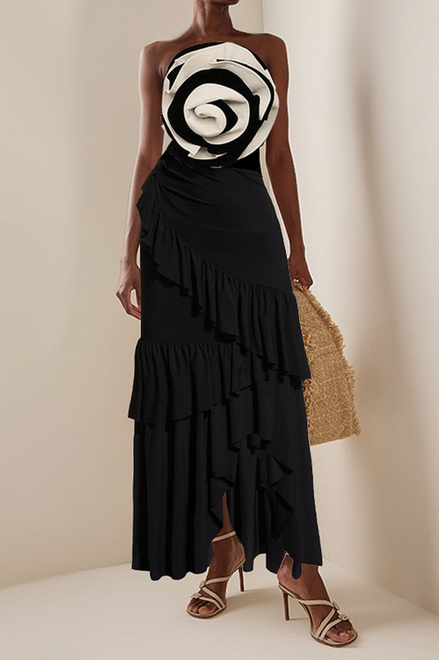 3D Flower One Piece Swimsuit & Skirt Set - Seldom Seen Styles