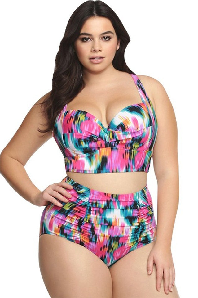 (L-5XL) Tropical Print Bikini Set - Seldom Seen Styles