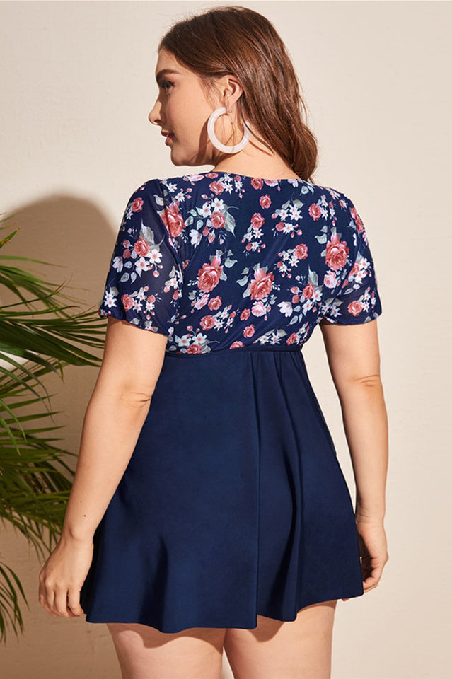 Floral Print Swim Dress With Shorts - Seldom Seen Styles