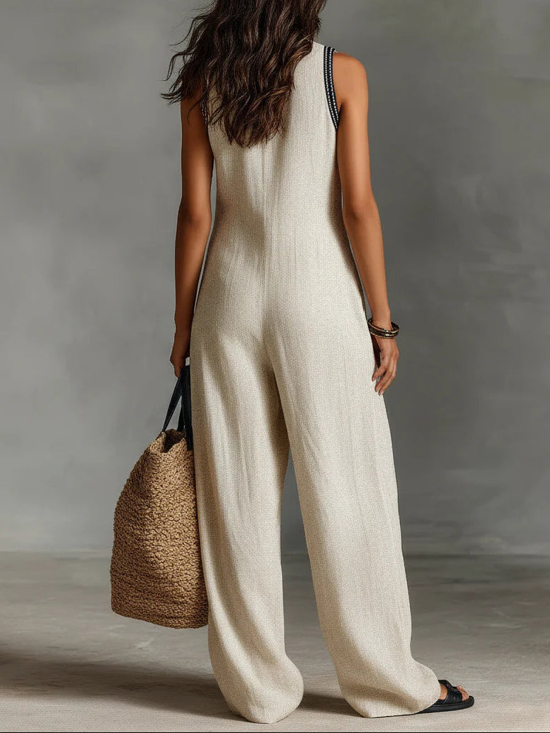 Minimalist stand-up collar zipper sleeveless jumpsuit - Seldom Seen Styles