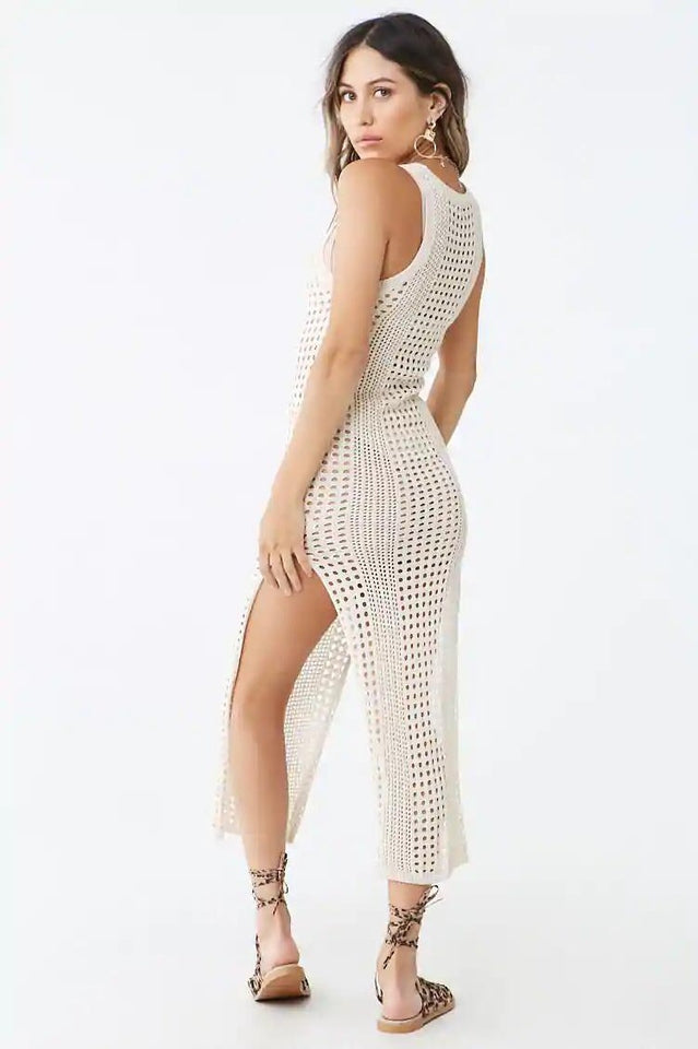 Knitted Cutout Split Beach Cover Up Dress - Seldom Seen Styles