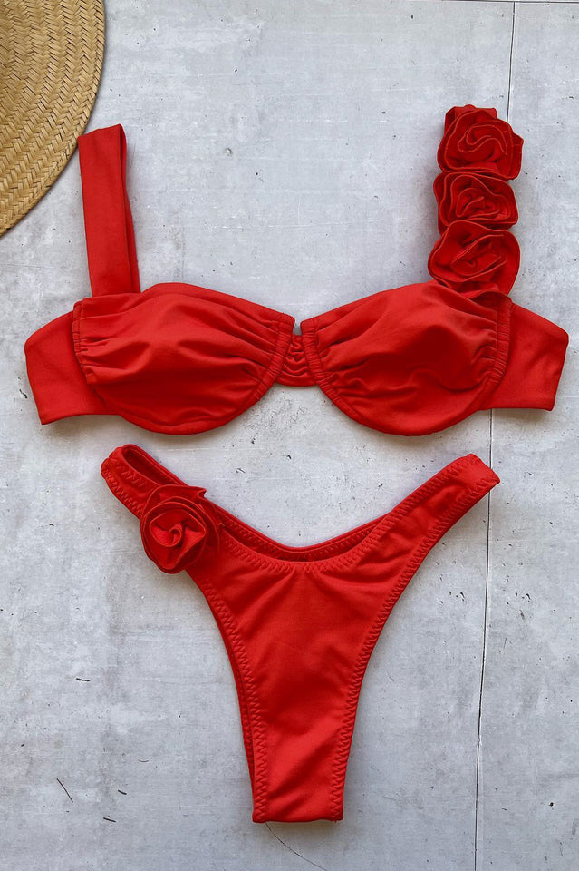 Push Up Flower Decoration Bikini Set - Seldom Seen Styles