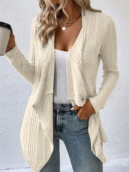 Cardigan Sweaters for Women Waterfall Open Front Long Sleeve Solid Color Fall Winter Coat Casual