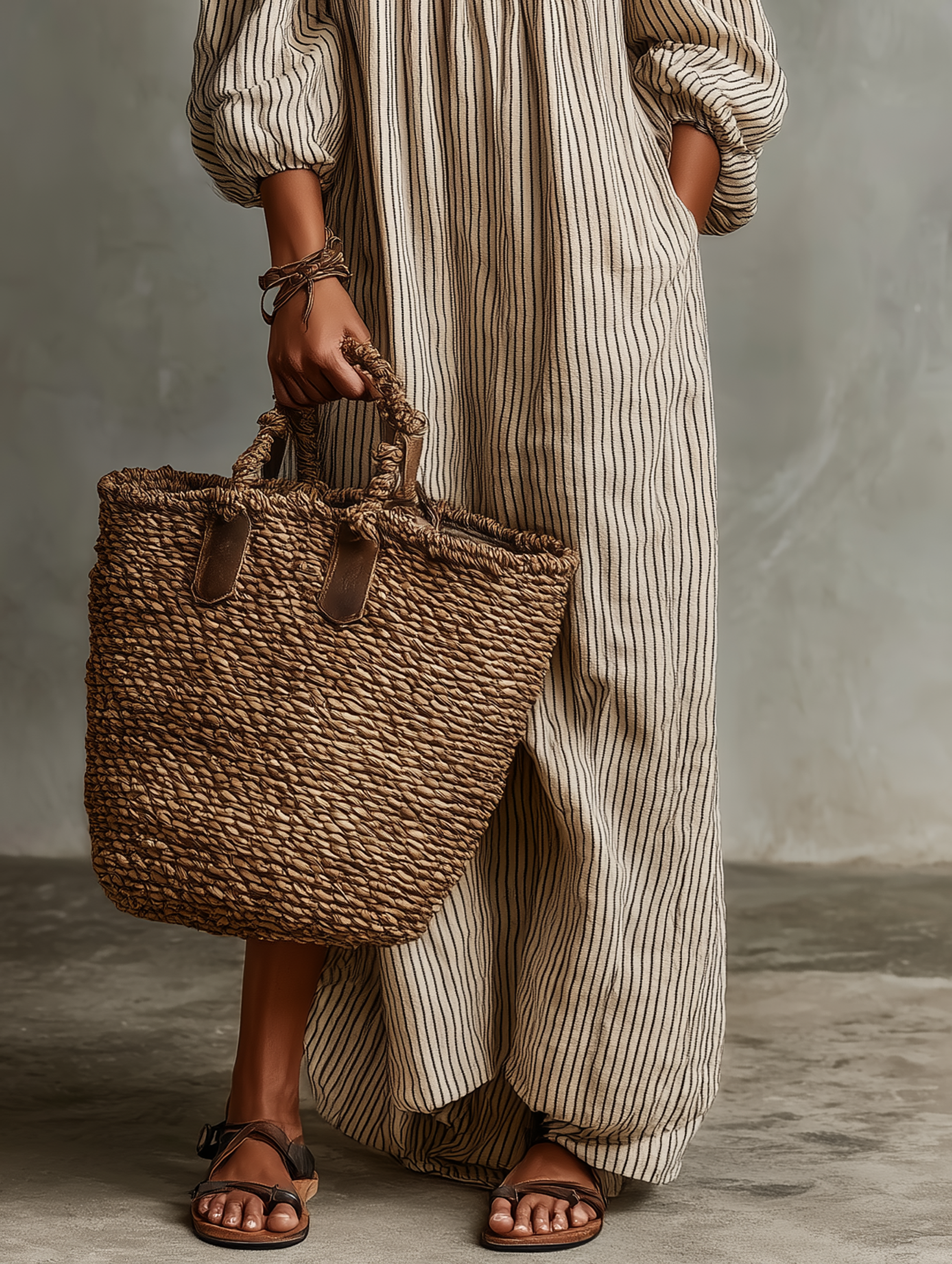 Women's Loose Cotton-Linen Off-Shoulder Long Sleeve Maxi Dress - Seldom Seen Styles