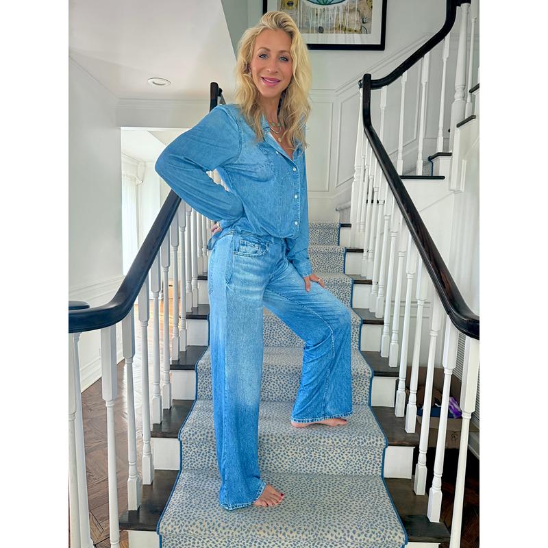 🌙 Denim Dreams Pajama Set – Cozy Fit, Soft Denim-Look Loungewear for All Night Comfort 🌟