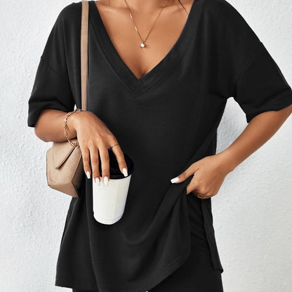 Summer Comfy Women's Loungewear  2 Piece Outfits Tshirt Oversized Short Sleeve Tracksuit Beach Cover Up Shorts Set S-XXL Casual Fabric Breathable Womenswear Loose Matching