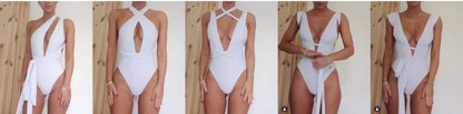 Crossover straps at the back  One-Piece Swimsuit Women's  Lace up One-Piece Bikini - Seldom Seen Styles