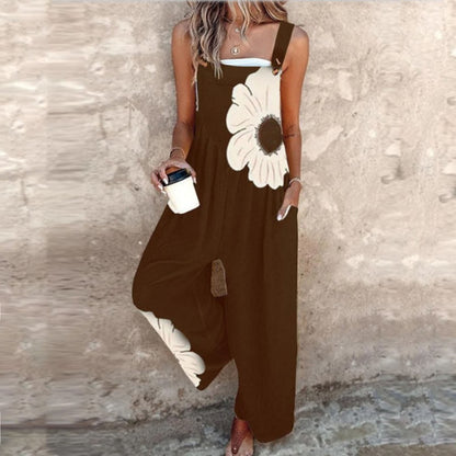 Elegant Sleeveless Floral Print Jumpsuit