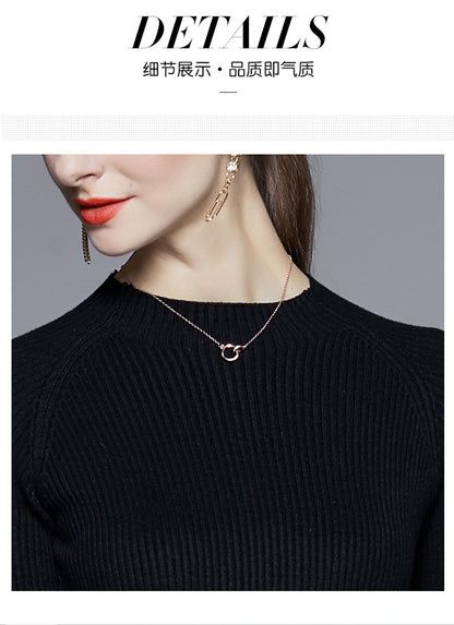 Reese Gradient Patchwork Pleated Midi Dress  Knitted Patchwork Gradient Color Pleated Slim Waist Large Swing Long Dress