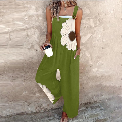 Elegant Sleeveless Floral Print Jumpsuit