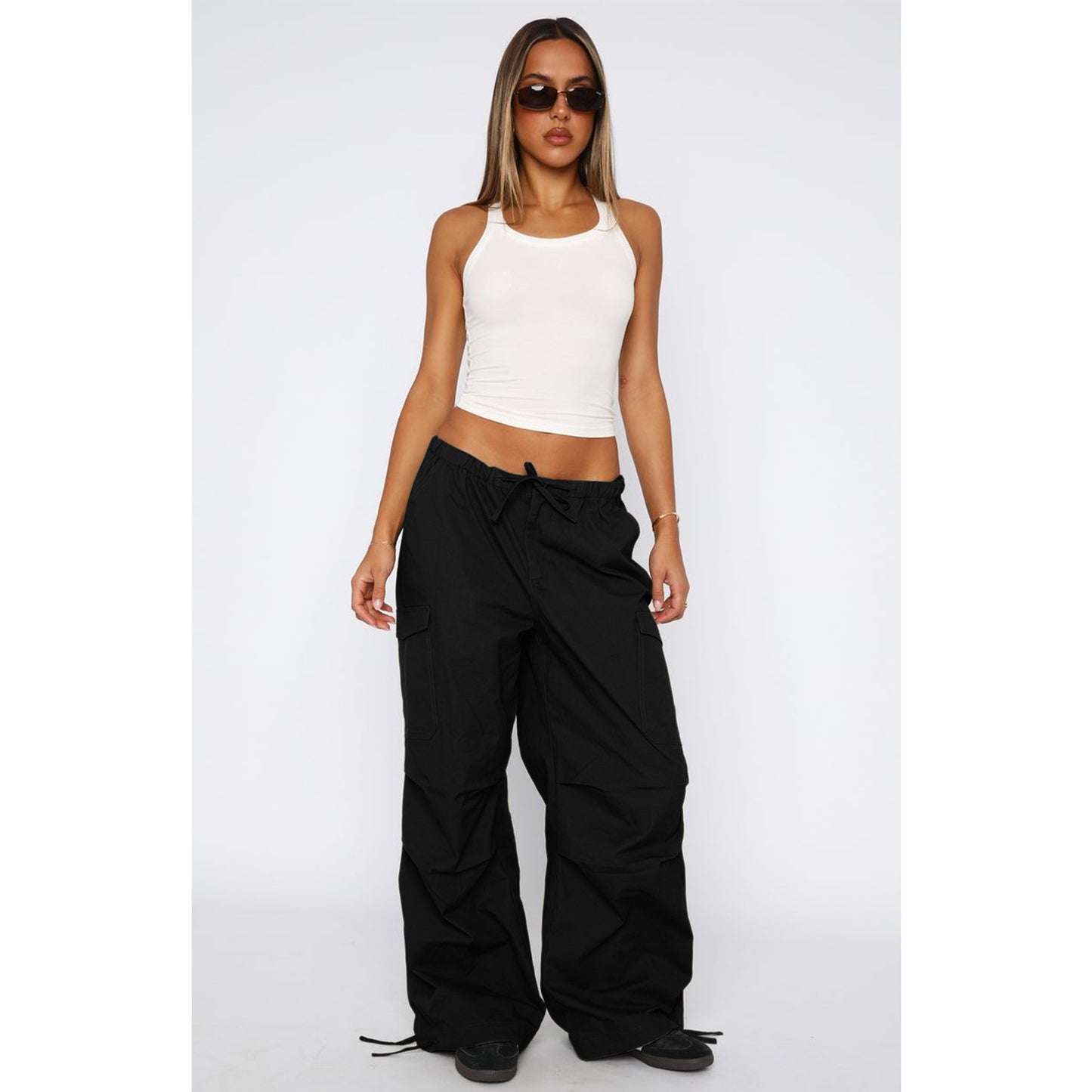 Women Cargo Pants Wide Leg Casual Baggy Parachute Pants Multi Pockets Y2K Straight Trousers - Seldom Seen Styles