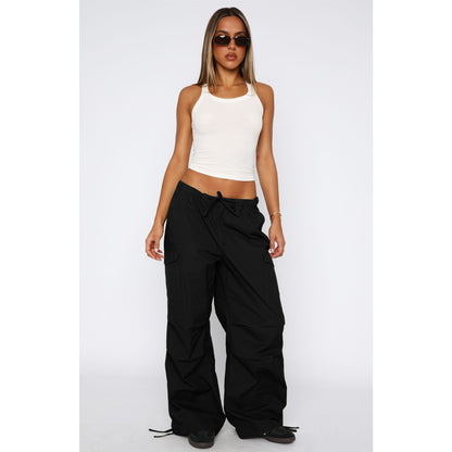 Damen Cargohose Weites Bein Lässige Baggy Fallschirmhose Multi Pockets Y2K Gerade Hose