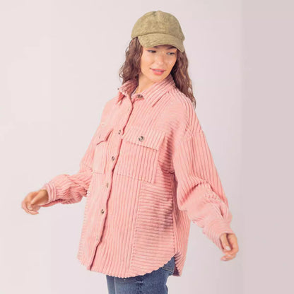 women's clothing Winter Cross-Border New Products Fashion Big Pit Strip Big Pocket Shirt Coat