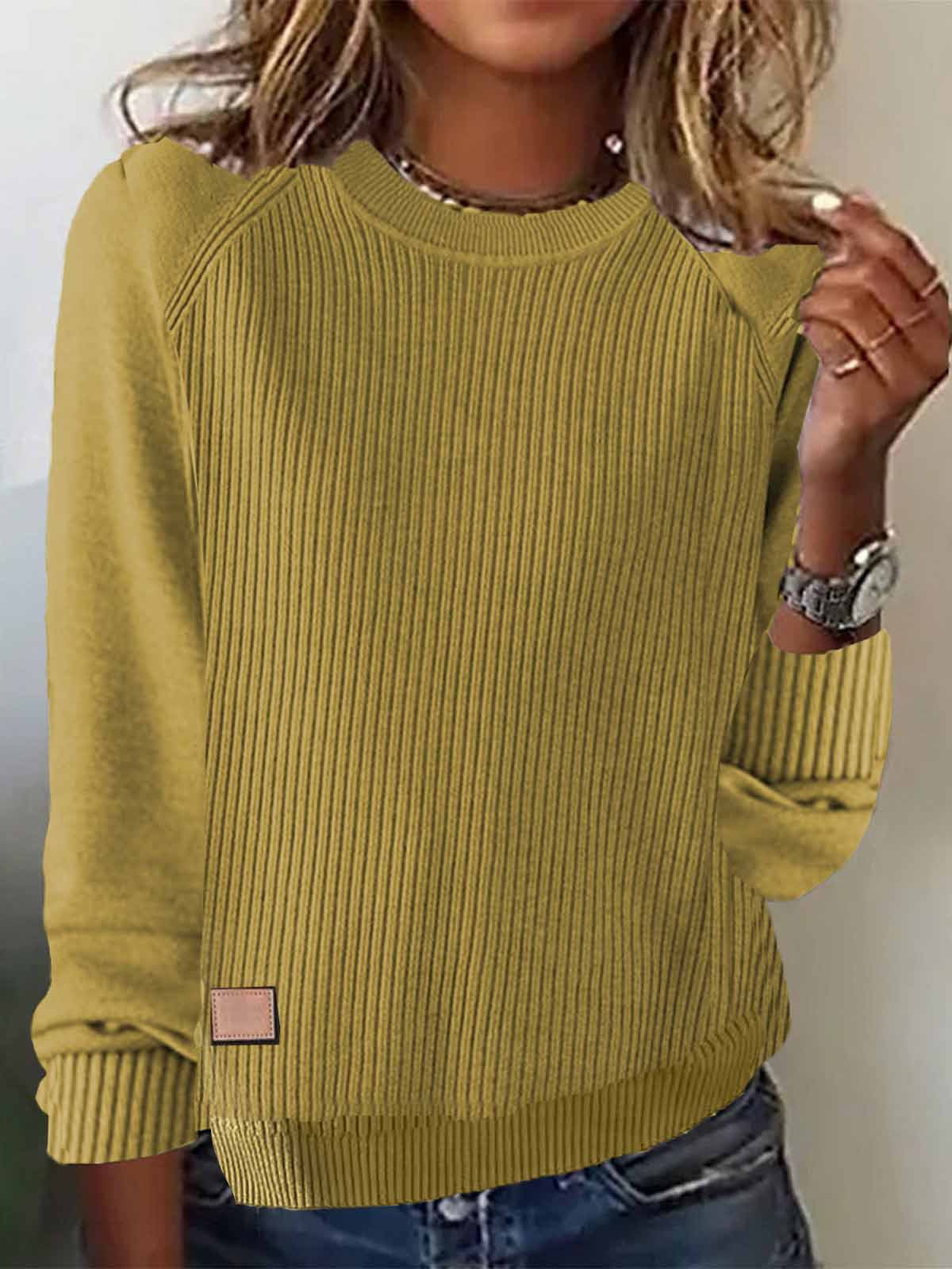Coffee Plain Round Neck Sweater - Seldom Seen Styles