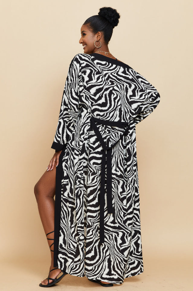 Print Belted Kimono Dress - Seldom Seen Styles