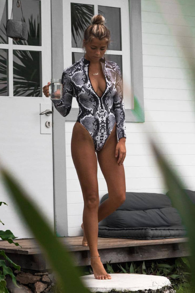 Leopard Print Zip Front Bathing Suit - Seldom Seen Styles