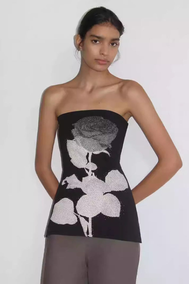 Women's Floral Print Strapless Tube Top Square Neck Sleeveless Stretch Organic Cotton Bandeau Top for Summer Beach Party Date Night - Seldom Seen Styles