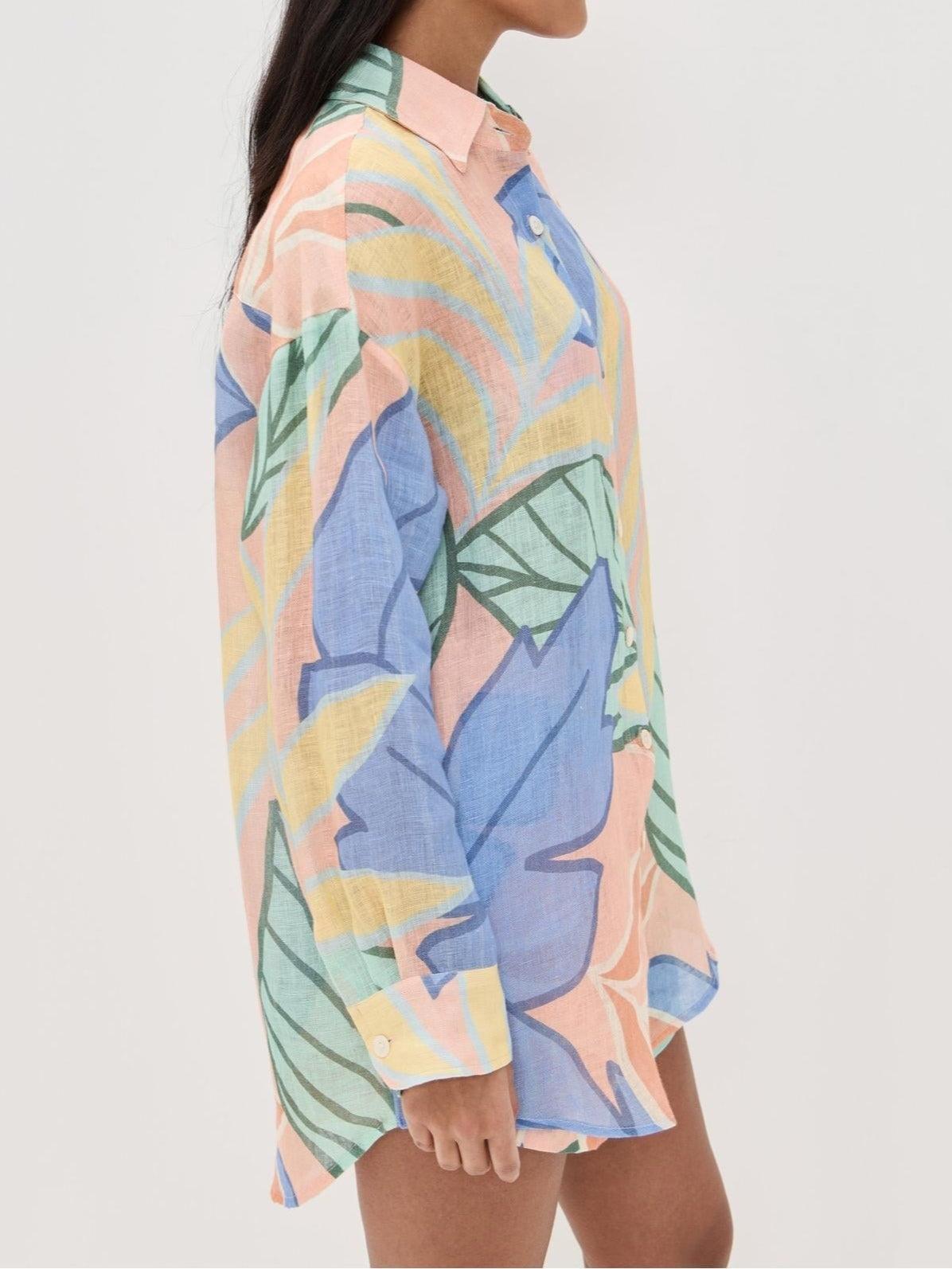 Playa Boyfriend Tropical Leaf Printed Short Set - Seldom Seen Styles