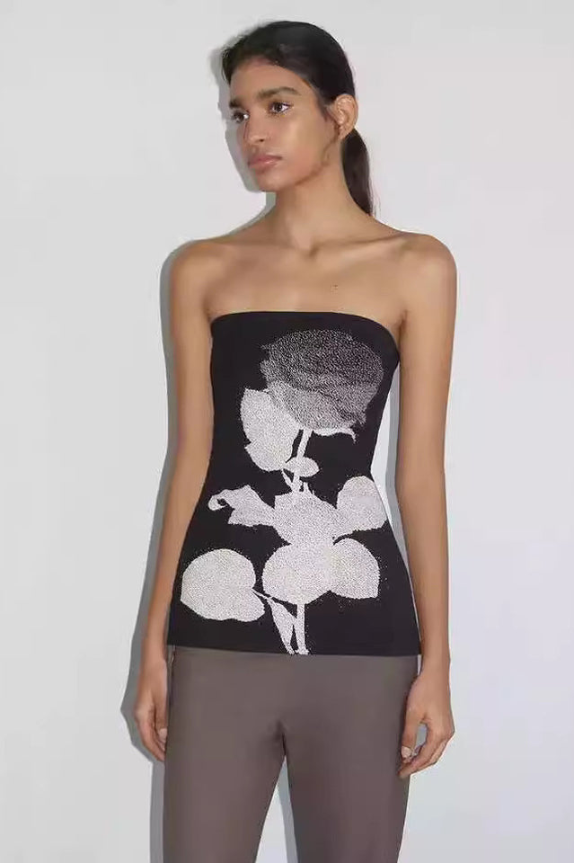 Women's Floral Print Strapless Tube Top Square Neck Sleeveless Stretch Organic Cotton Bandeau Top for Summer Beach Party Date Night - Seldom Seen Styles
