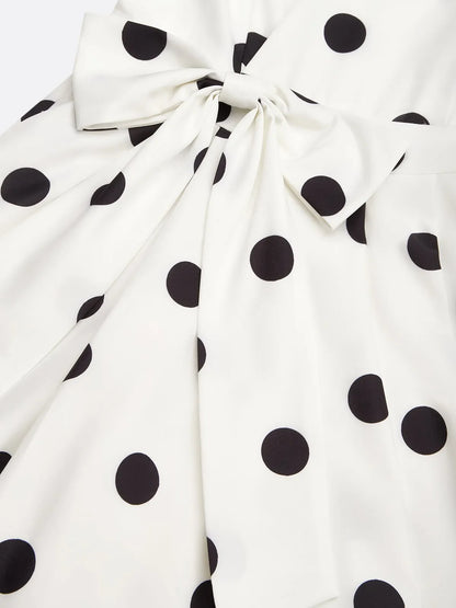 White Bow Classic V Neck Sleeveless A-Line Midi Dress