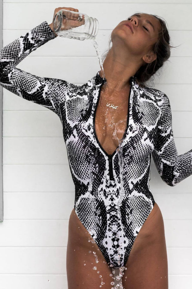 Leopard Print Zip Front Bathing Suit - Seldom Seen Styles