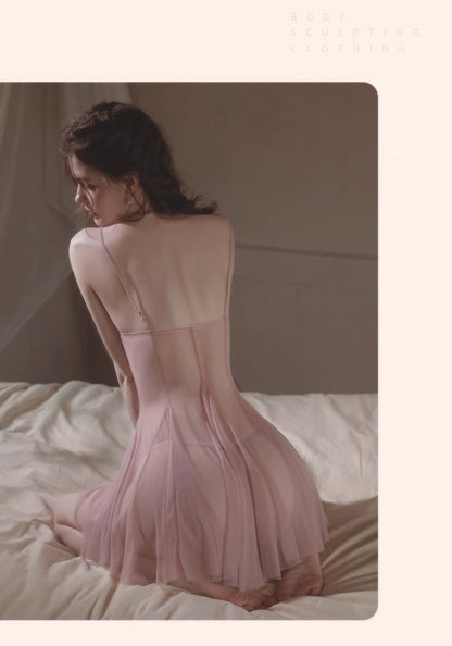 Pure Desire Sexy Women's Set Temptation No-Strap Erotic Nightwear Small Chest Mesh See-Through Lingerie1042