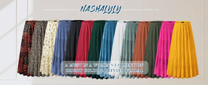 Women's Chiffon Elastic High Waist Pleated A-Line Flared Maxi Skirts Breathable & Comfortable Casual Summer Wear White Black Gymskirt