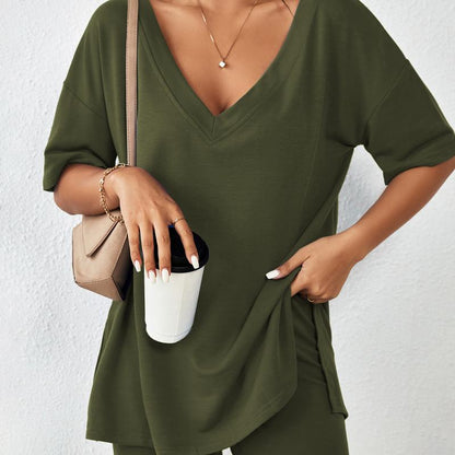 Summer Comfy Women's Loungewear  2 Piece Outfits Tshirt Oversized Short Sleeve Tracksuit Beach Cover Up Shorts Set S-XXL Casual Fabric Breathable Womenswear Loose Matching