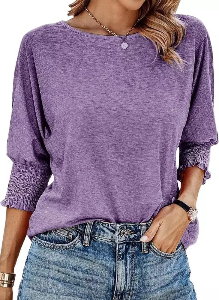 Women's 2025 Fashion Tops 3/4 Sleeve T-Shirts Cute Crewneck Basic Business Tees Blouses Casual Summer Wear Super Soft Breathable Fabric - Seldom Seen Styles