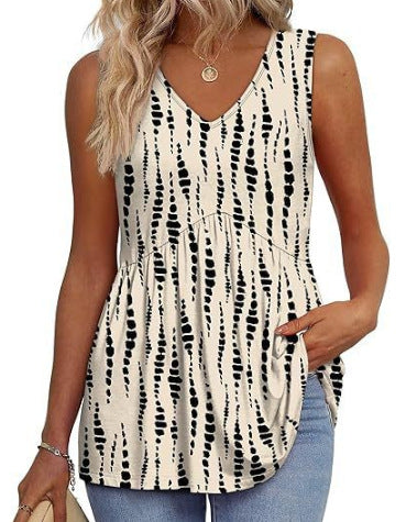 Womens Tank Tops 2025 Flowy Peplum Tops for Women Dressy Sleeveless V Neck Babydoll Tank Tops