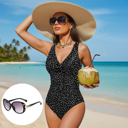 Women's One Piece Swimsuit Tummy Control Ruched Bathing Suit V Neck Slimming Swimwear Beach Vacation Pool Party Plus Size S-2XL Black White Floral Leopard