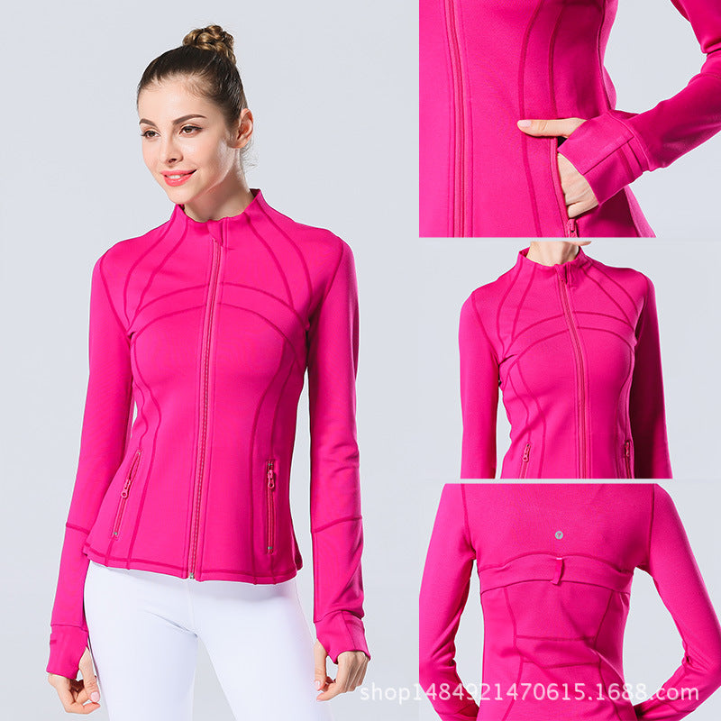 Yoga Clothes Autumn and Winter uarun Sports Jacket Women's Slim Stretch Zipper Running Yoga Fitness Long-Sleeved Upper Garment