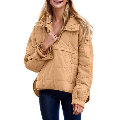 Womens Oversized Hooded Puffer Jacket Lightweight Pullover Hoodies Quilted Dolman Long Sleeve Warm Winter Coat