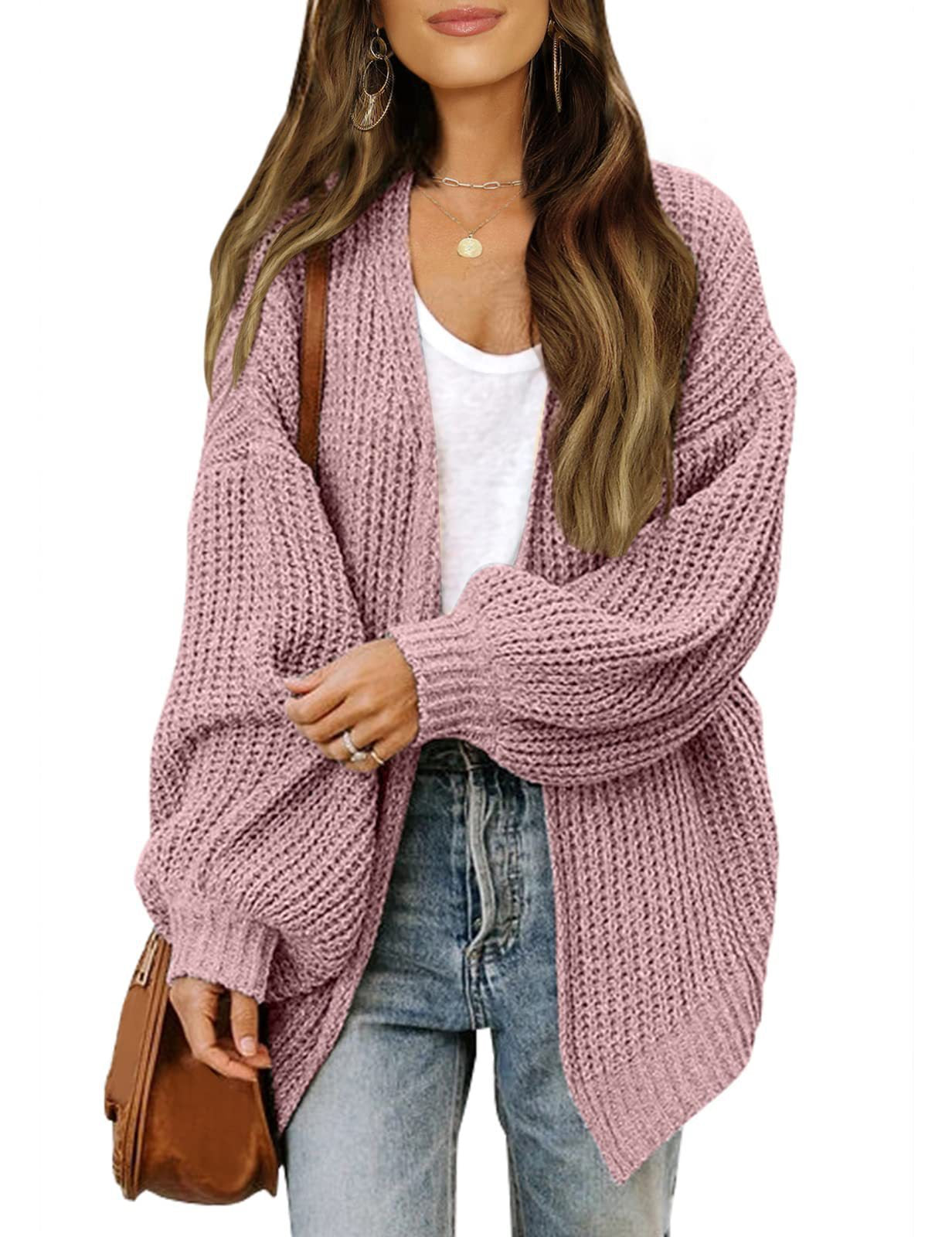 Amazon Foreign Trade Women's Clothing2023Autumn and Winter New Lantern Sleeve Sweater Women's Coat Coarse Yarn Pocket Knitted Cardigan