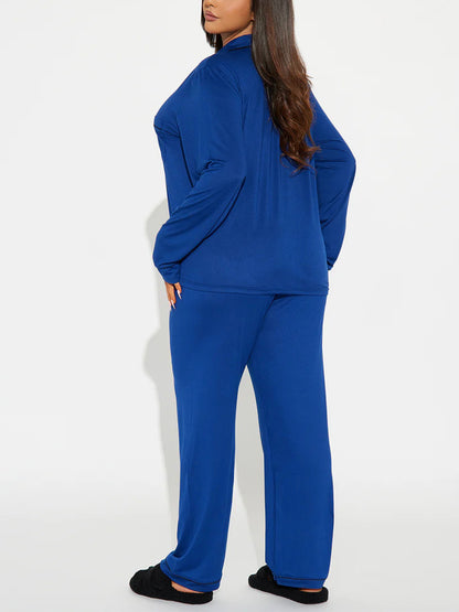 Modal Pajama Set, Long Sleeve Button Down Shirt and Pajama Pants, Sleepwear for Women