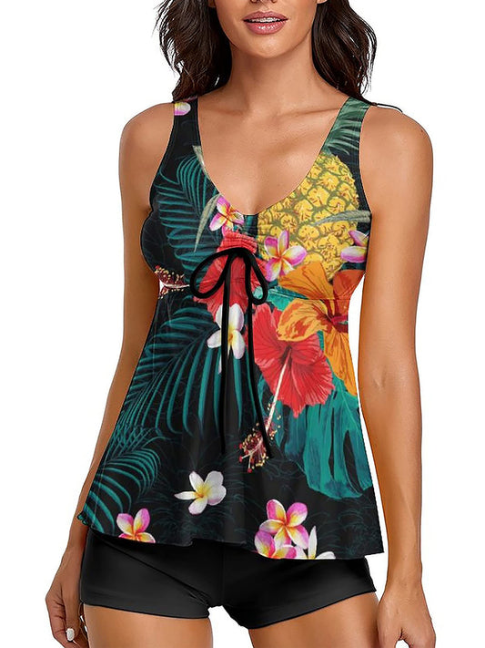 Swimsuits for Women Two Piece Floral Print Bathing Suits with Boyshorts - Seldom Seen Styles