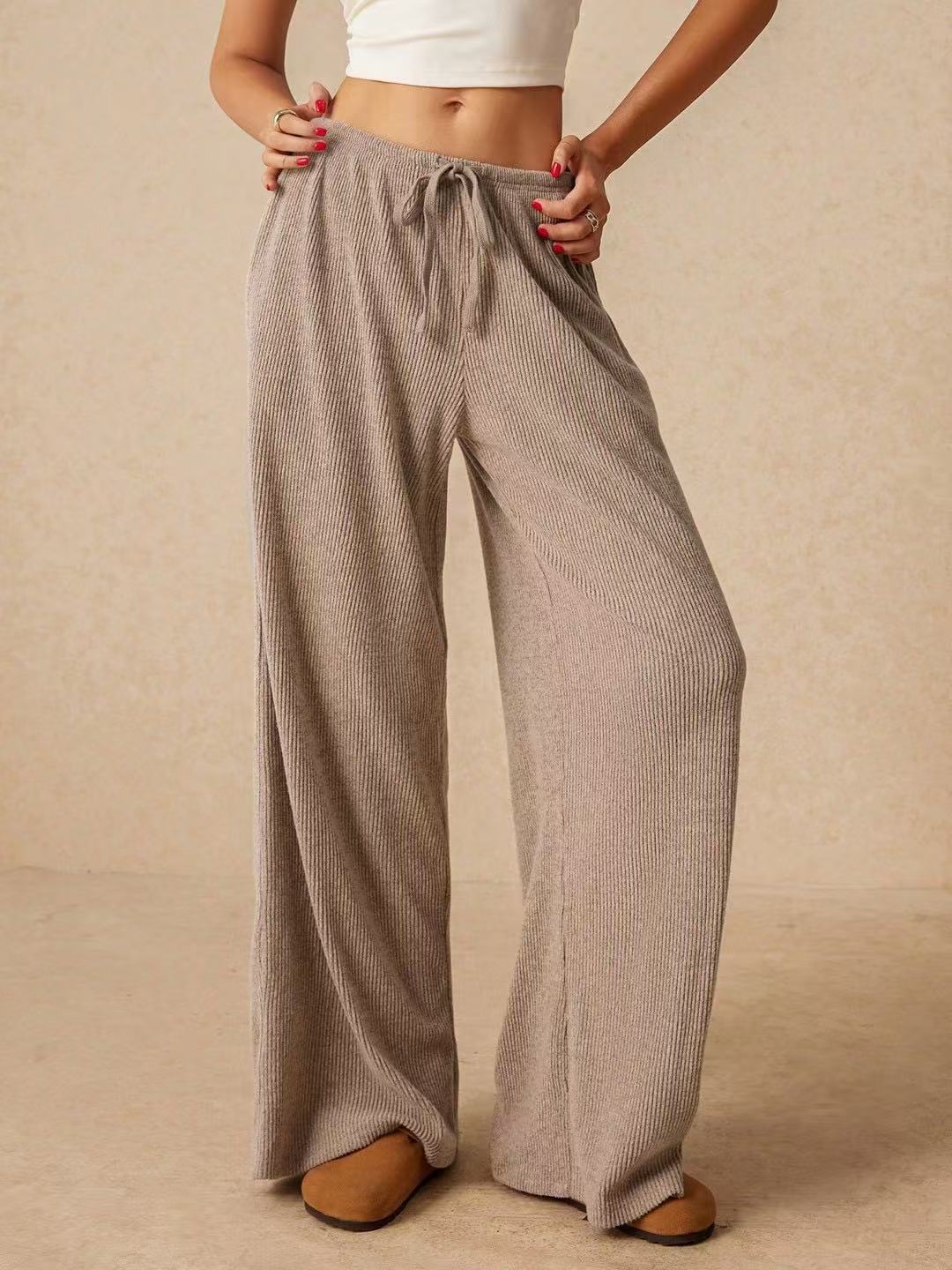 Women's Casual Loose Fall and Winter Fashion Temperament Wide-Legged Pants Pants Elastic Waist Female - Seldom Seen Styles