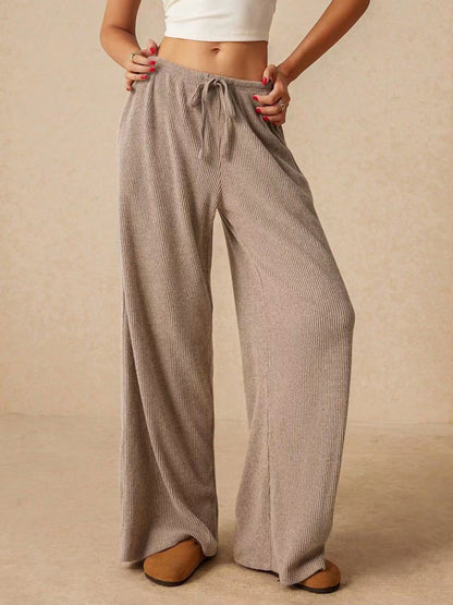 Women's Casual Loose Fall and Winter Fashion Temperament Wide-Legged Pants Pants Elastic Waist Female