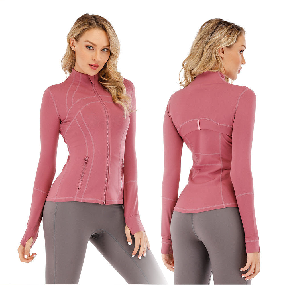 Yoga Clothes Autumn and Winter uarun Sports Jacket Women's Slim Stretch Zipper Running Yoga Fitness Long-Sleeved Upper Garment