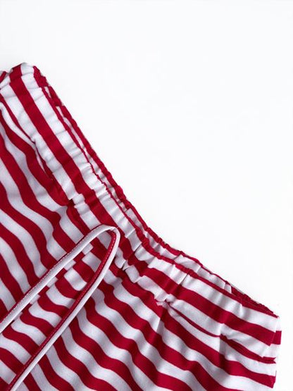 Women's Casual Striped Long Sleeve Top & Pants Set, Comfortable Loose-Fitting Home Wear, Fashionable Two-Piece for Daily Use