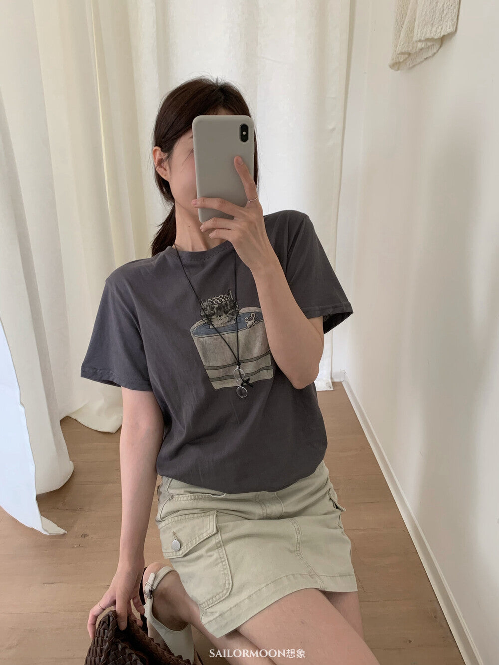 Vintage Cat Graphic T-Shirt – Cute Kitten Print Loose Fit Casual Korean Style Tee - Seldom Seen Styles
