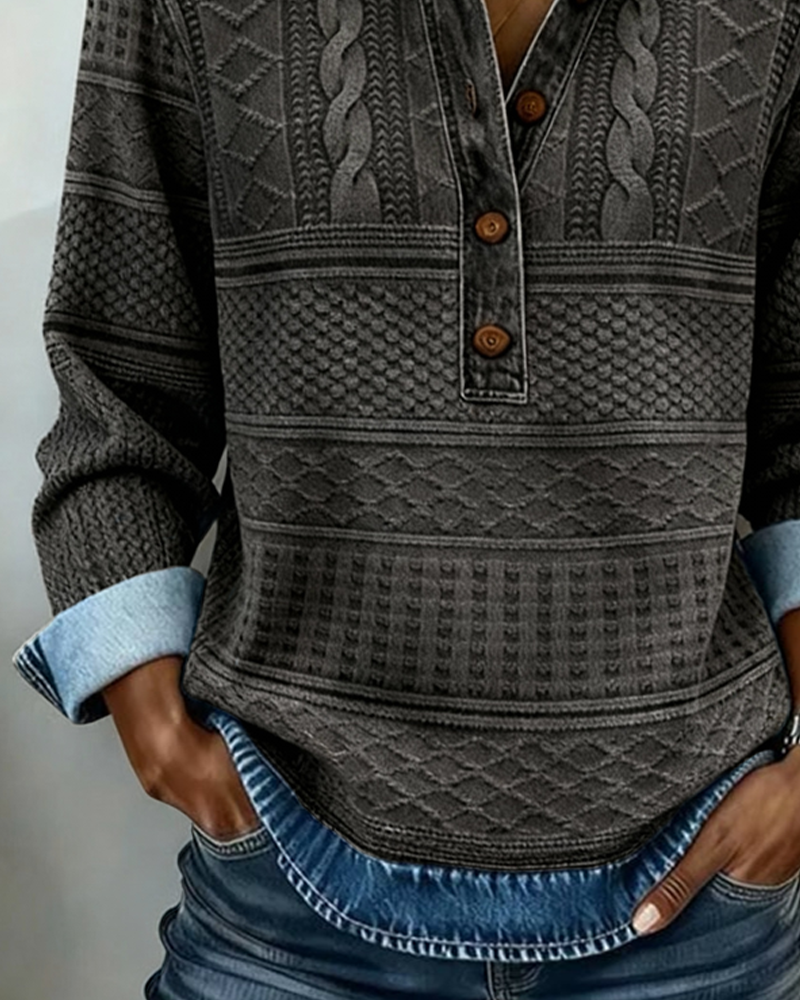Dolores |Trendy Sweatshirt with Half Button and Collar - Seldom Seen Styles