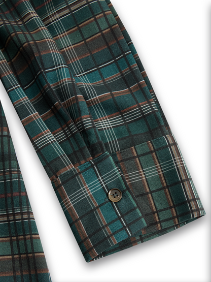 Women's Plaid Lapel Single-Breasted Shirt Maxi Dress MDA1249H1Y