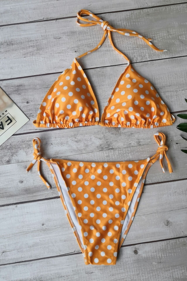 Polka Dot Print Push Up Brazilian Swimsuit - Seldom Seen Styles