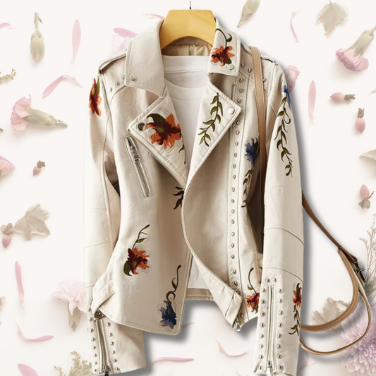 100% Leather Floral Motorcycle Jacket - Seldom Seen Styles