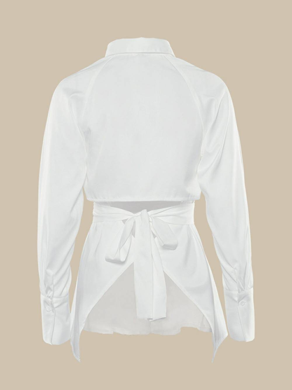 Turndown Collar Hollow Out Waist Shaping Blouses - Seldom Seen Styles