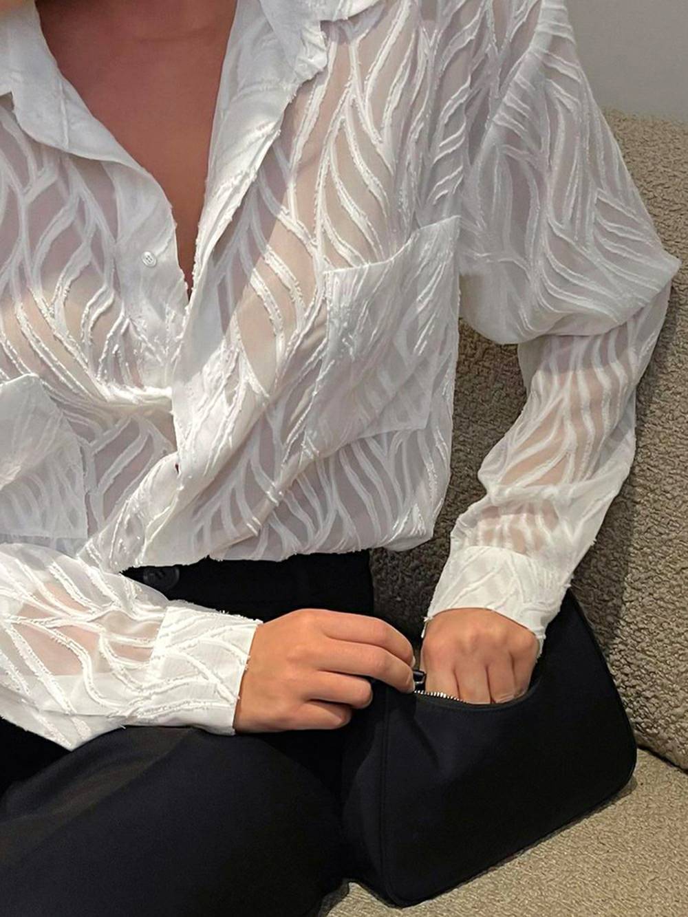 White Women Blouses Thin Lapel Elegant Long Sleeve Shirts - Seldom Seen Styles
